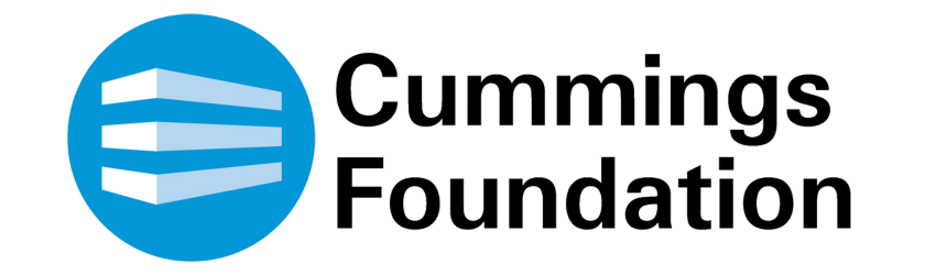 The logo for Cummings Foundation - A blue circle containing three white lines.