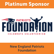 The logo for the New England Patriots Foundation with the words "Platinum Sponsor."